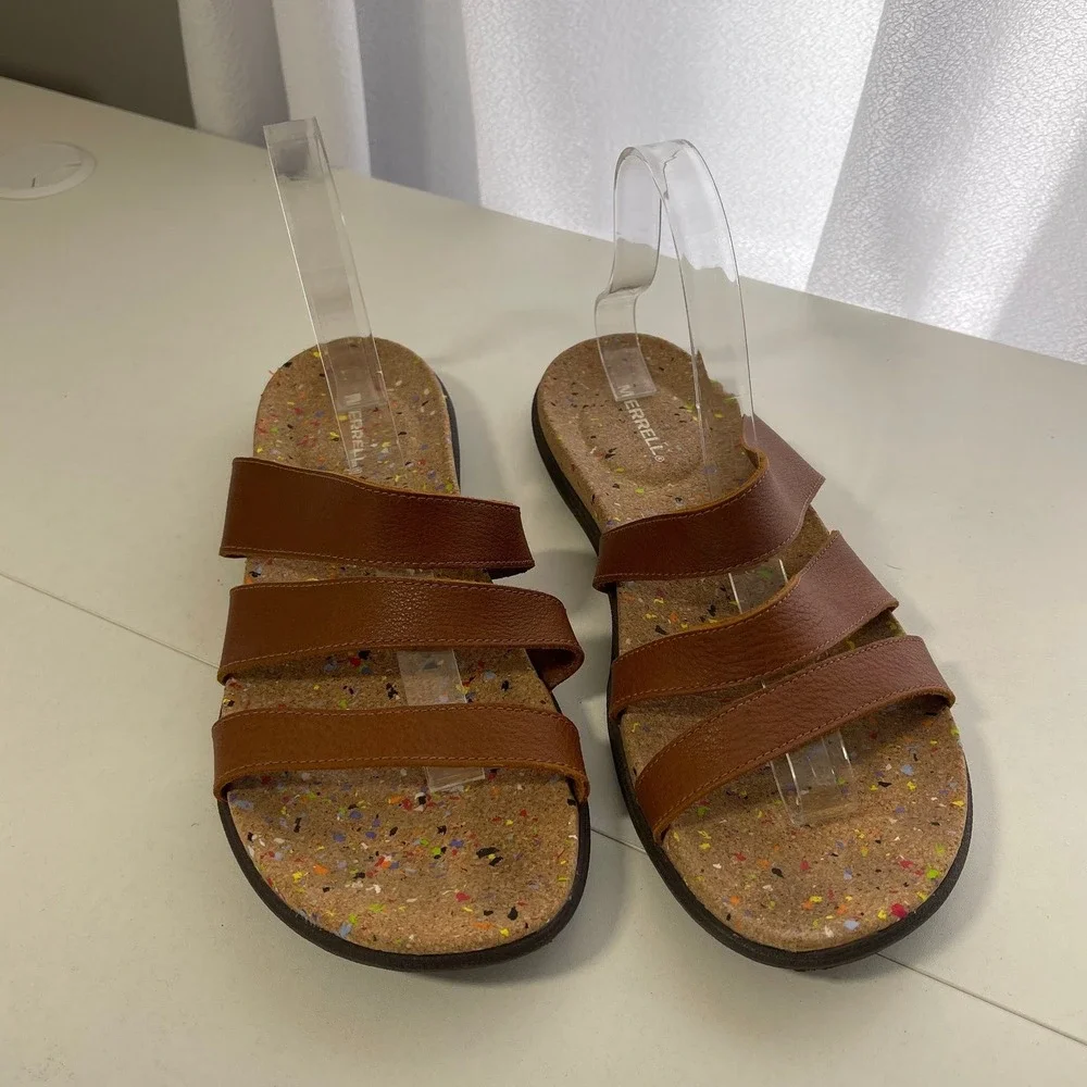 Merrell Womens Brown Napa Valley Slide Sandals Cork Footbed Size 10‎
